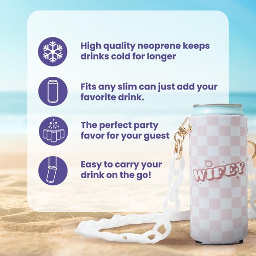 Checkered Slim Can Coolers Bachelorette Party Favors I Bachelorette Party Slim Can Cooler Holders Bridesmaid Slim Can Compatible I 10 pack
