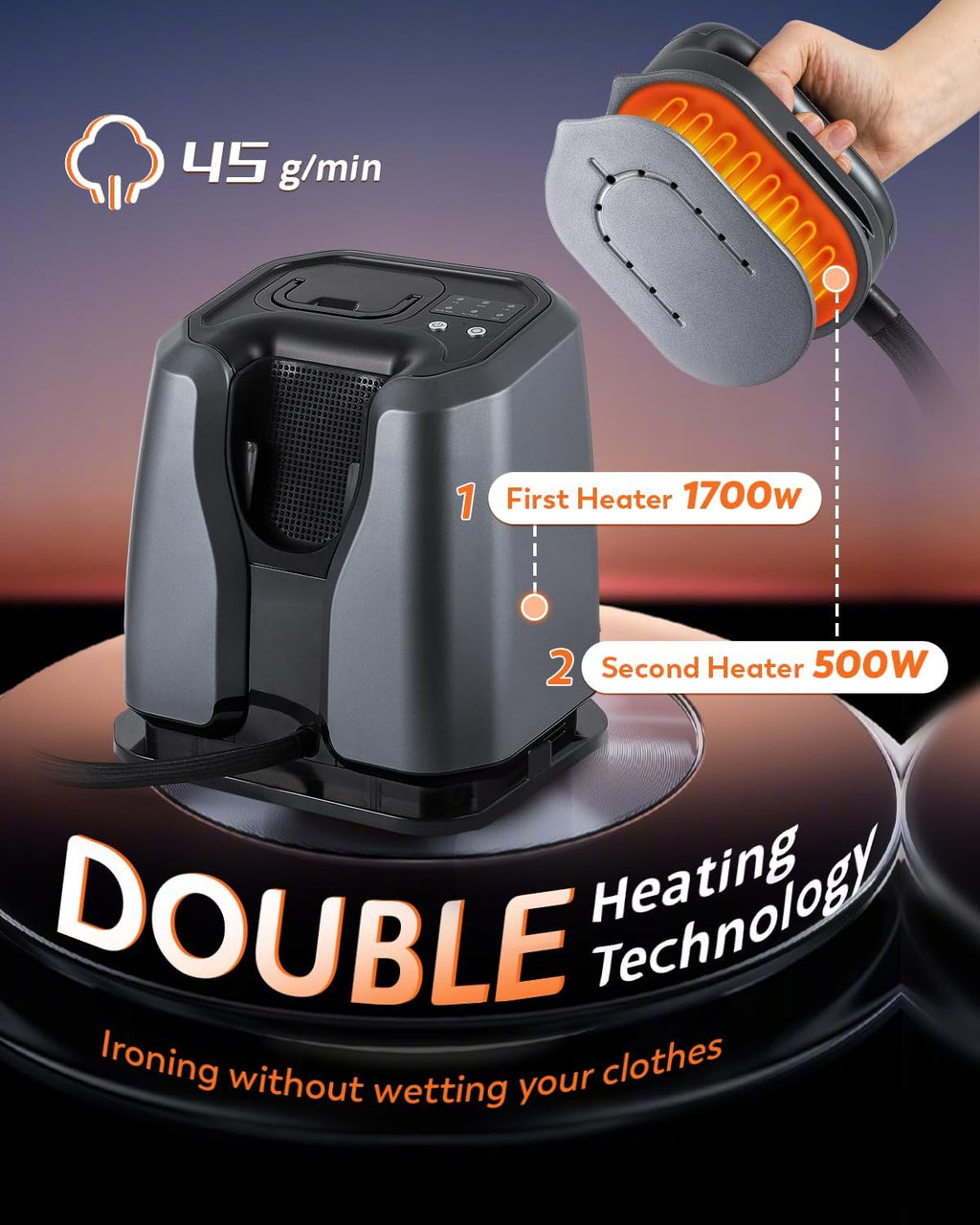 2200W Professional Steam Station | Dual Rapid Heat System & 1.2L Tank for 65 Mins of Steam - Silver-Grey