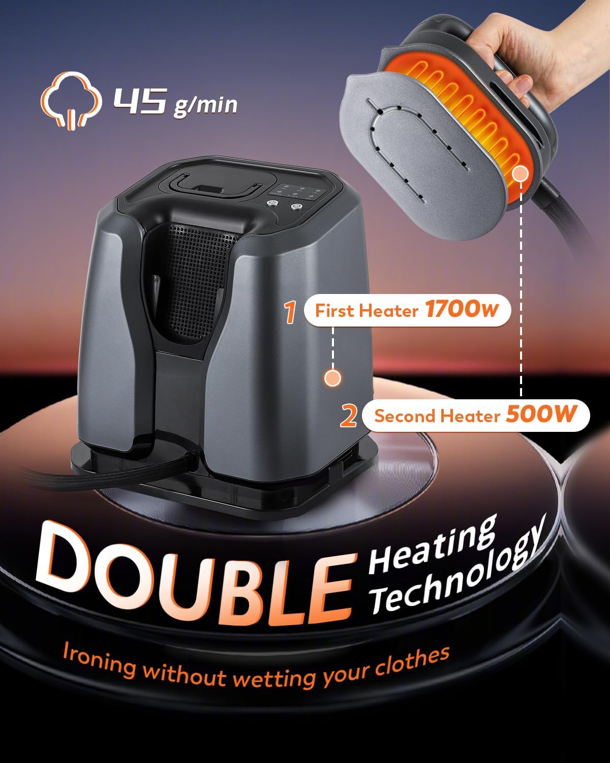 2200W Professional Steam Station | Dual Rapid Heat System & 1.2L Tank for 65 Mins of Steam - Silver-Grey