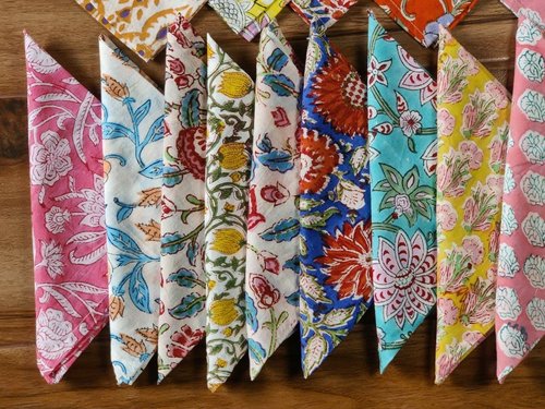 INDACORIFY 50 Pcs Mix Lot Table Napkins, 100% Cotton Hand Block Printed Indian Style Dinner Napkins, 16x16 Inches Kitchen Towels