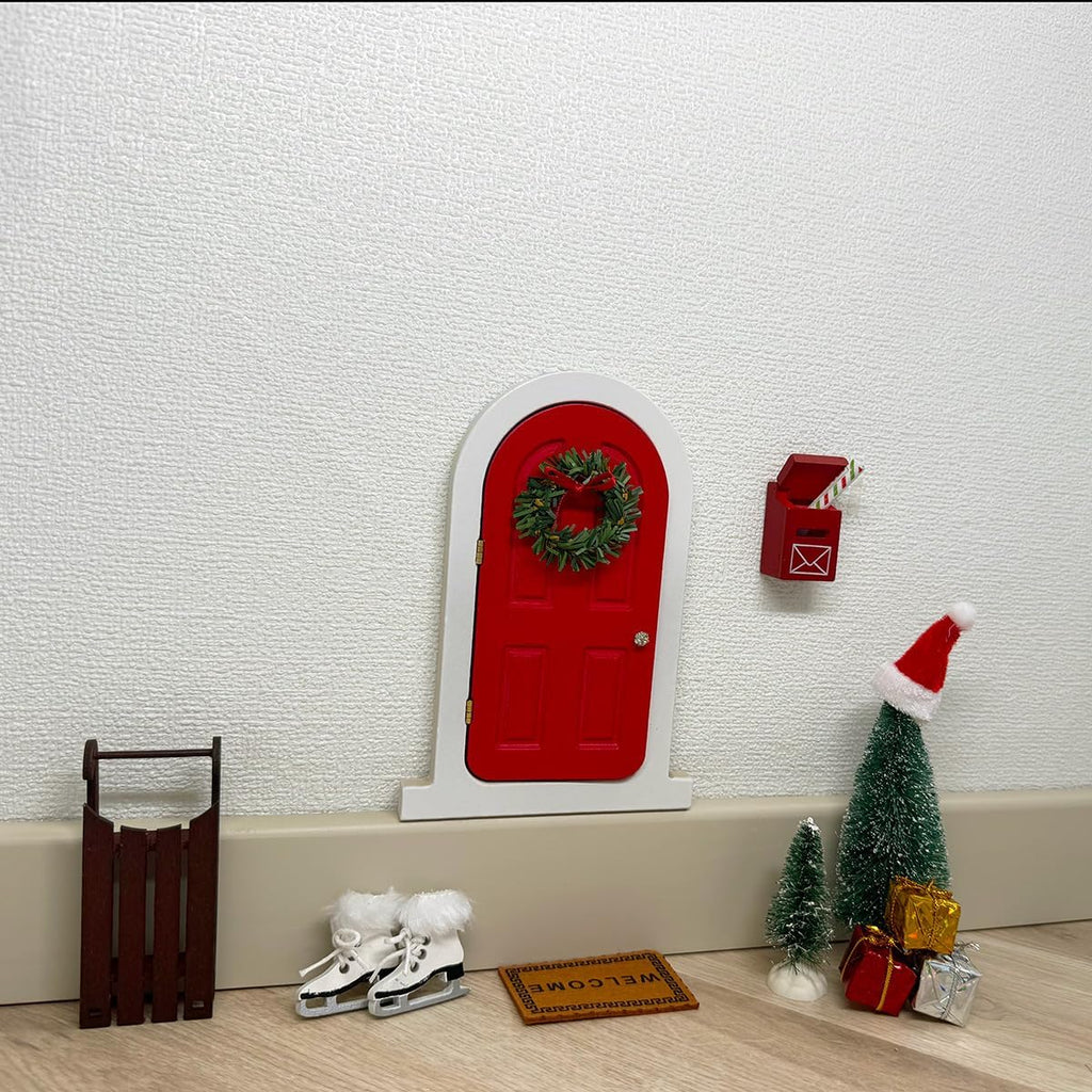 Tonttuovi Miniature Elf Door - Wooden Christmas Elf Accessories for Wall Decor | Perfect for Elf Arrival Ideas
