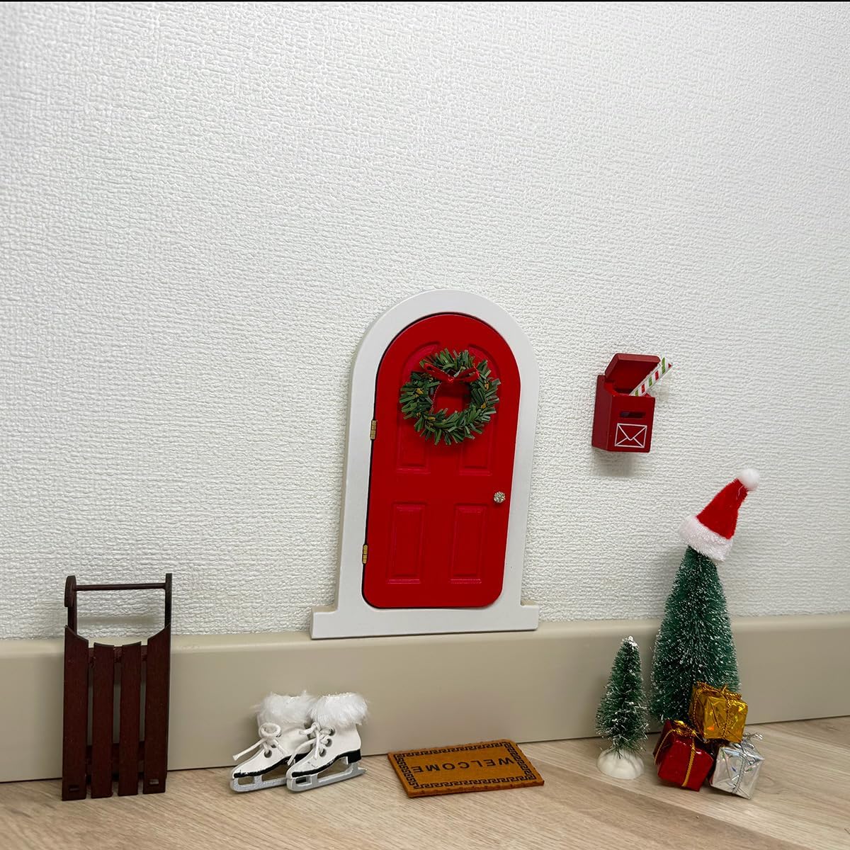 Tonttuovi Miniature Elf Door - Wooden Christmas Elf Accessories for Wall Decor | Perfect for Elf Arrival Ideas