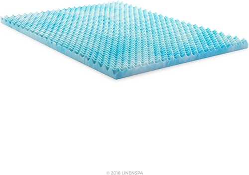 Linenspa Gel Memory Foam Mattress Topper - Reversible Egg Crate Design for Comfort - Twin Size
