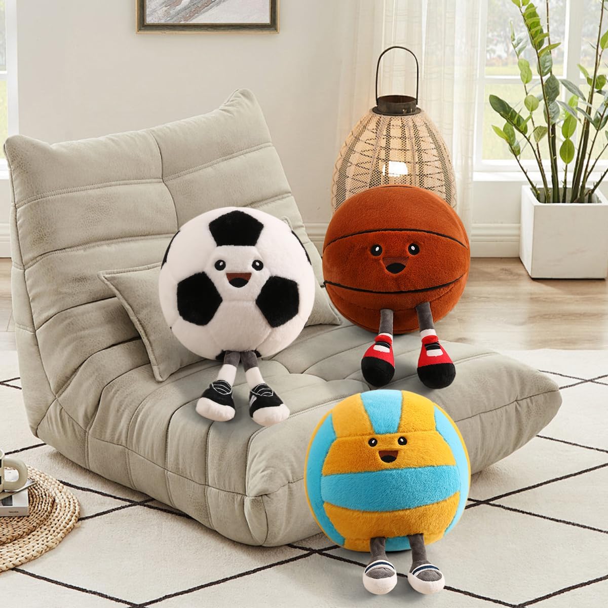 Funny Soccer Ball Pillow Plush with Legs - Cute Stuffed Animal PlushToy for Boys Girls, Soccer Throw Pillow Gift for Room Decor, Couch or Bed Valentines Day Gifts (Soccer 11 Inch)