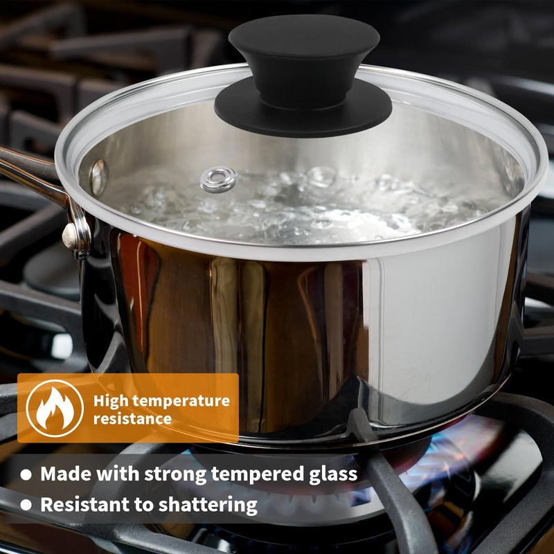 6.5" Tempered Glass Pan Lid with Steam Vent, Thickened to 4mm and Dishwasher Safe and Oven up to 480℉, Universal Lid Fit for Cast Iron Skillets, Frying Saute Pan, Cooking Pot
