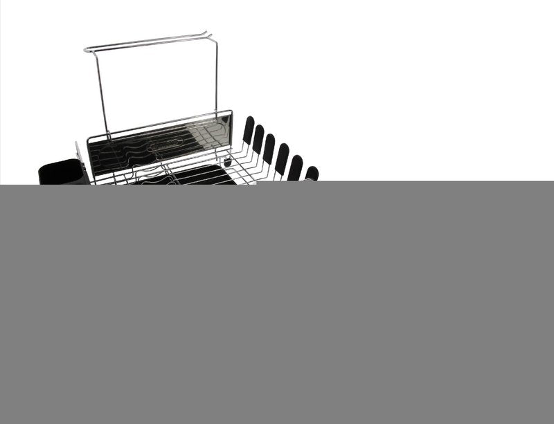 Cuisinart Stainless Steel Dish Drying Rack – Includes Wire Dish Drying Rack, Utensil Caddy, Draining Board, Stemware Holder, and Non-Slip Cup Holders, 14.4” x 12” x 6”- Stainless Steel/Black