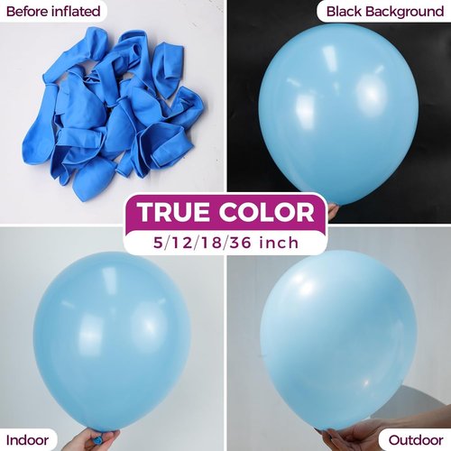Bezente Blue Balloons - 100 Pack 12-Inch Light Blue Latex Balloons for Weddings & Parties