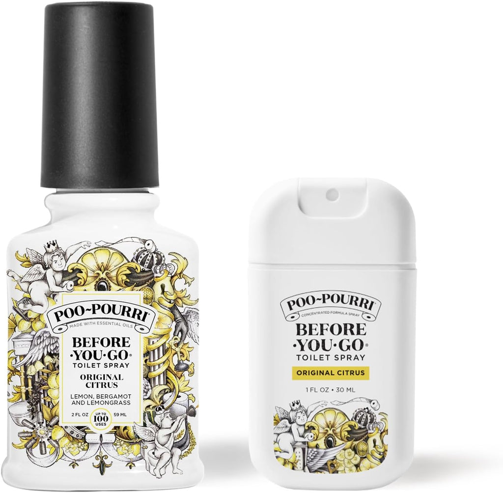 Poo-Pourri Before-You-Go Toilet Spray Bundle - Original Citrus 2 Fl Oz & Travel Size 1 Fl Oz