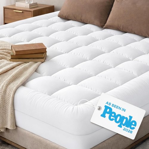 Cloud-Like Full Size Mattress Topper - 100% Cotton Cooling Mattress Pad for Back Support | Breathable White