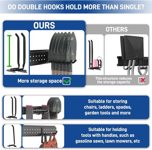 Garage Storage Rack - 48 Inch Adjustable Tool Organizer | 440lbs Capacity for Garden Tools & Yard Shed