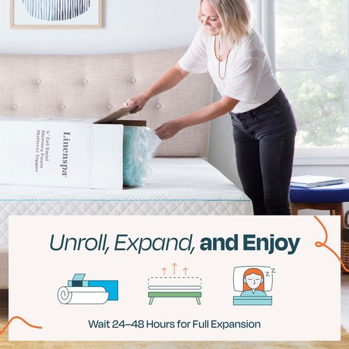 Linenspa 2 Inch Swirl Gel Memory Foam Mattress Topper, Twin XL Size – Cooling Gel Infused, Ventilation Holes – Pressure Relieving Bed Topper – CertiPUR Certified – Dorm Room Essentials