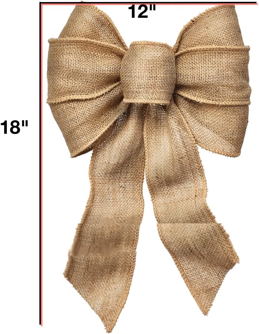Rocky Mountain Burlap Bow - Hand Tied Wired Design (Pack of 3) | Perfect for Wreaths, Weddings, Crafts & More - 12” x 18”