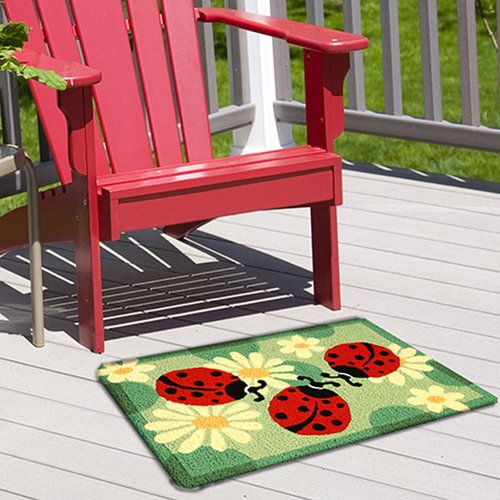 Ladybug Bug Flower Area Throw Rug mat Home Decor