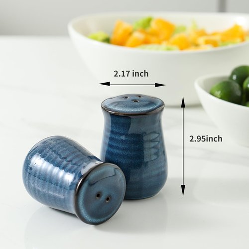 glowworm Blue Salt and Pepper Shakers Set, Ceramic Salt and Pepper Shakers, Farmhouse Kitchen Decor for Home Restaurants, Spice Shaker for Cooking Baking BBQ