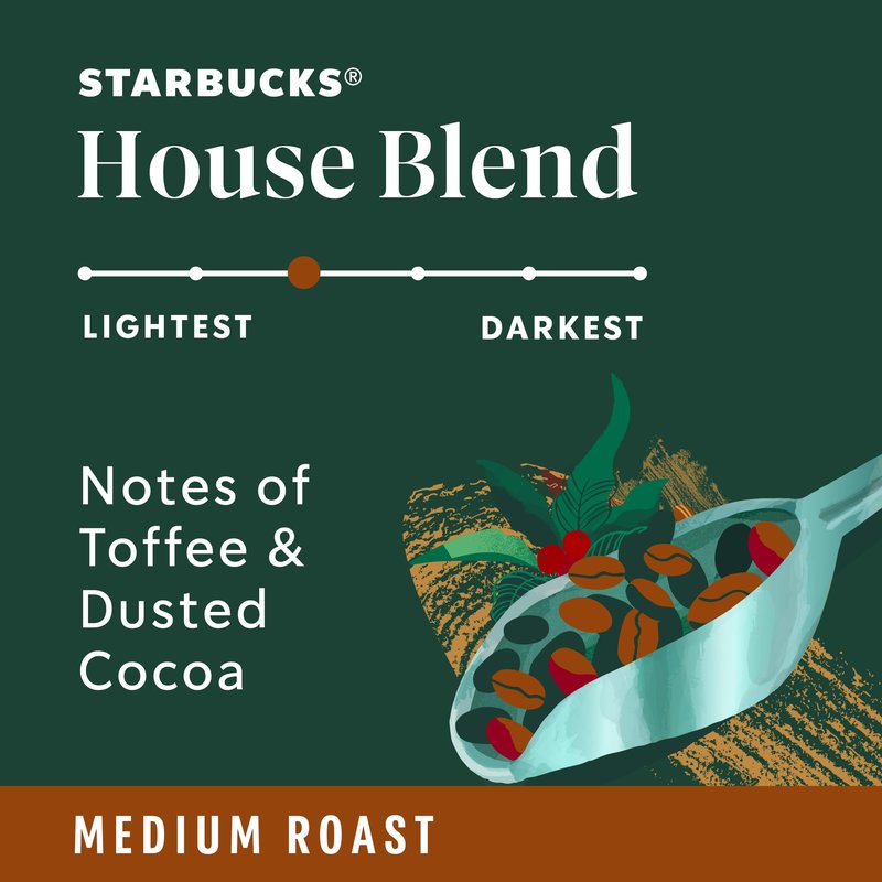 Starbucks K-Cup Coffee Pods, Medium Roast Hot or Iced Coffee, House Blend, 10 Keurig Pods