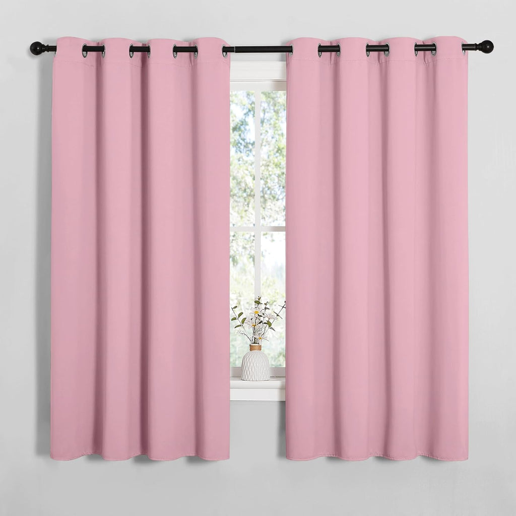 NICETOWN Blackout Curtain Panels - Thermal Insulated Solid Drapes | Crystal Pink, 55x68 Inches, 1 Pair