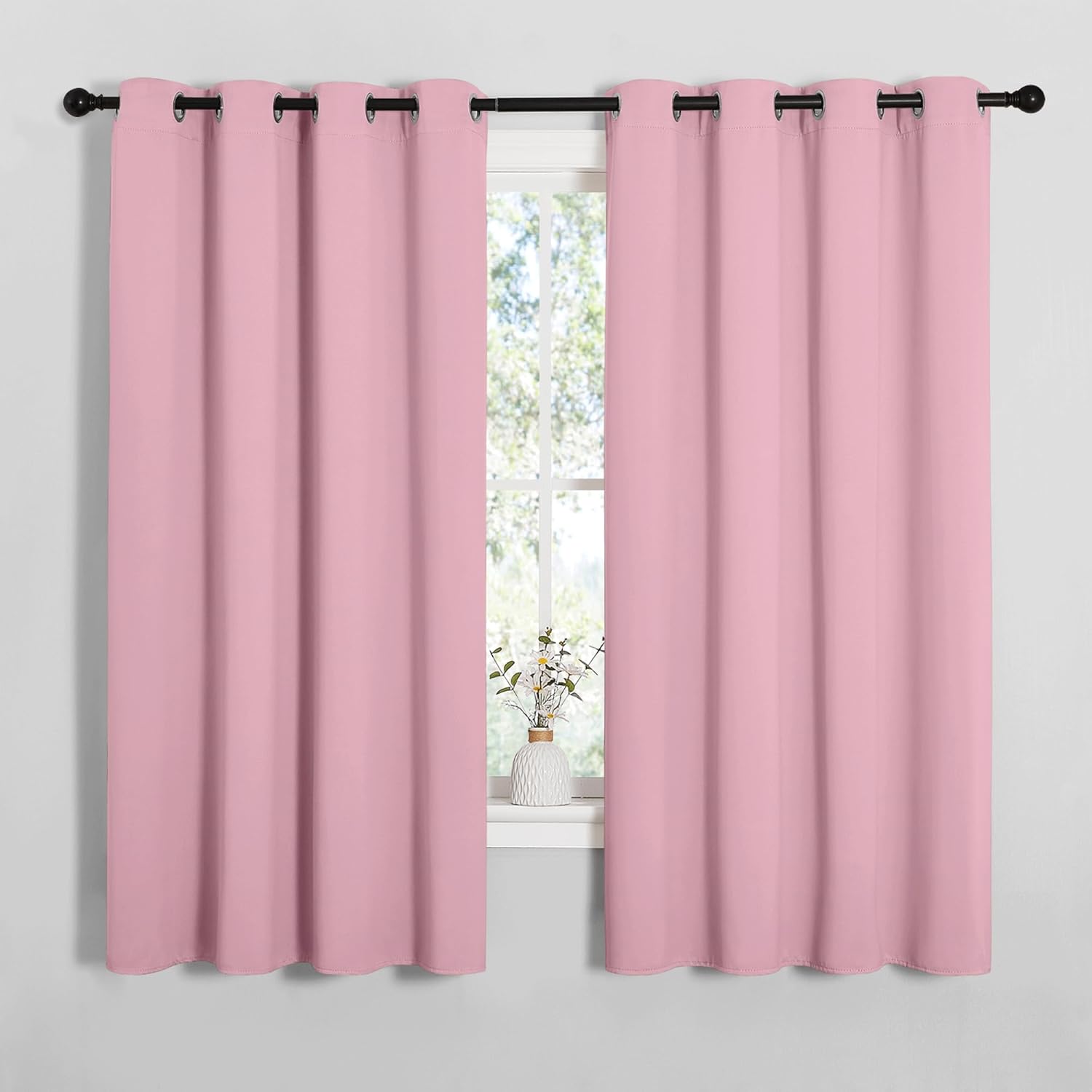 NICETOWN Blackout Curtain Panels - Thermal Insulated Solid Drapes | Crystal Pink, 55x68 Inches, 1 Pair