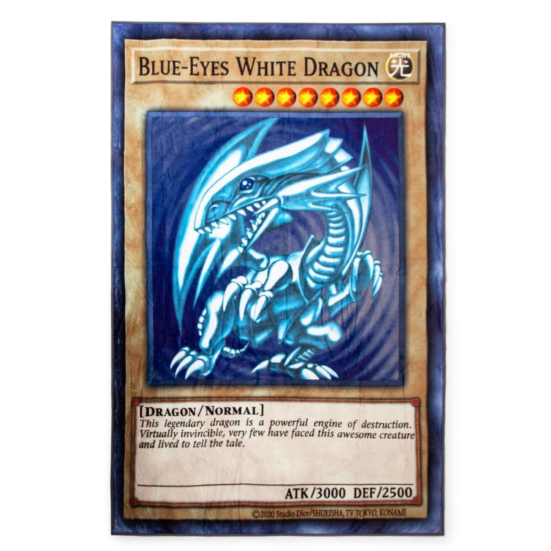 Yu-Gi-Oh! Blue-Eyes White Dragon Card Fleece Throw Blanket | Anime Plush Soft Cover for Sofa, Bed | 45 x 60 Inches