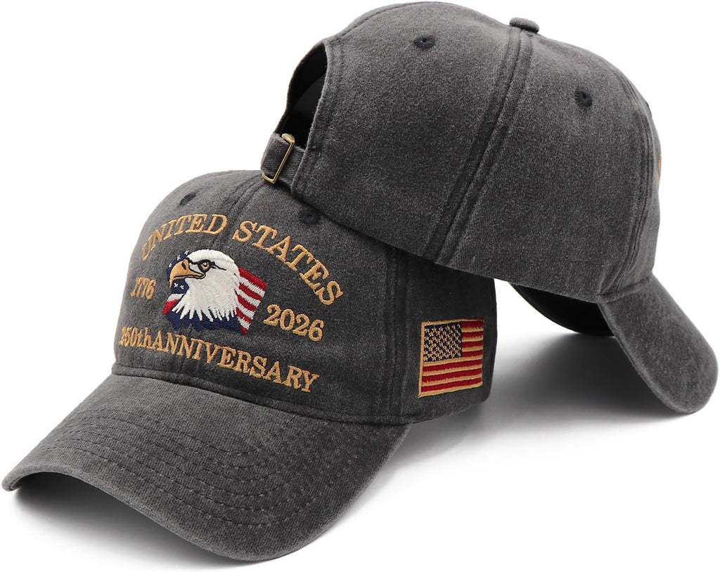 USA 250th Anniversary Hat - Patriotic Baseball Cap with Embroidered Eagles | Unisex 1776-2026