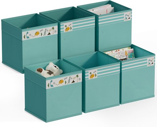 Homyfort Cube Storage Organizer Bins - 12x12 Inch Foldable Fabric Baskets with Handles for Clothes & Toys | Green