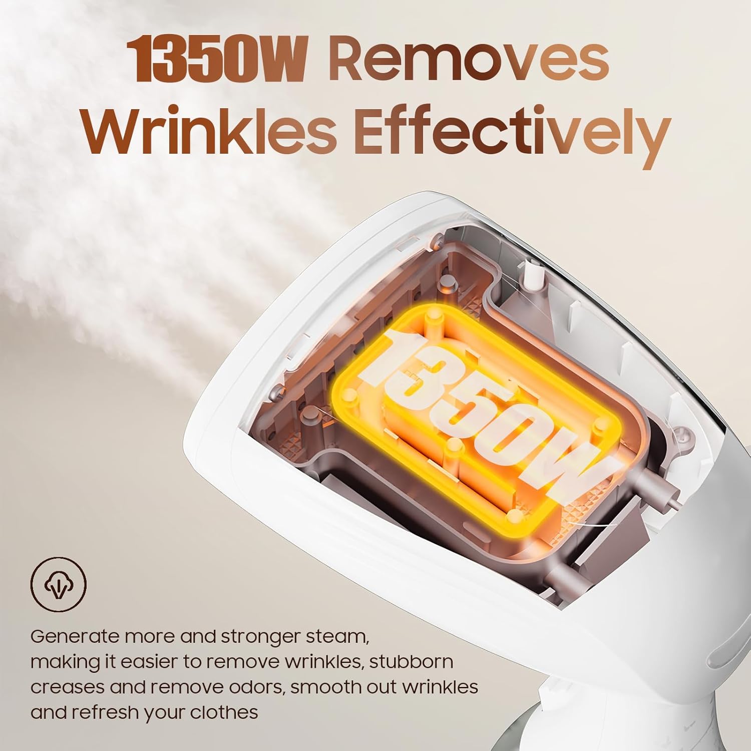 Skiennix Handheld Clothes Steamer - 1350W Portable Iron with Strong Steam for Home, Office & Travel