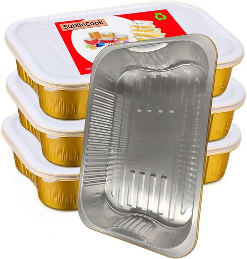 Gold Aluminum Foil Baking Pans - Heavy-Duty Disposable Containers with Lids | 9"×13" (10 Pack)