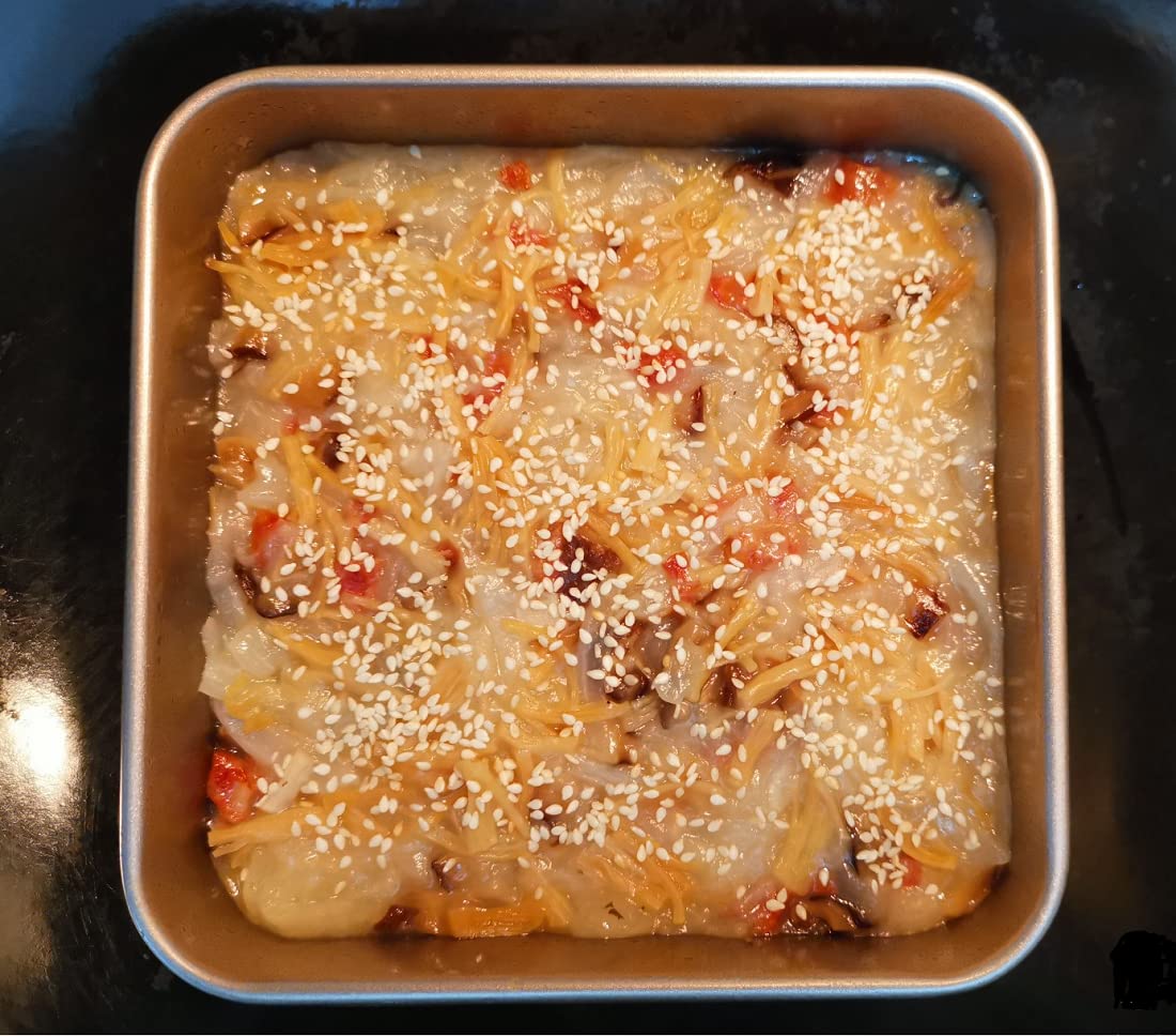 Siking 8'' x 3'' Deep Square Cake Pan Baking Mold Non-stick Coating Heavy Duty Brownie Bread Tray ( Champagne Gold ) (8 8 3 inch)