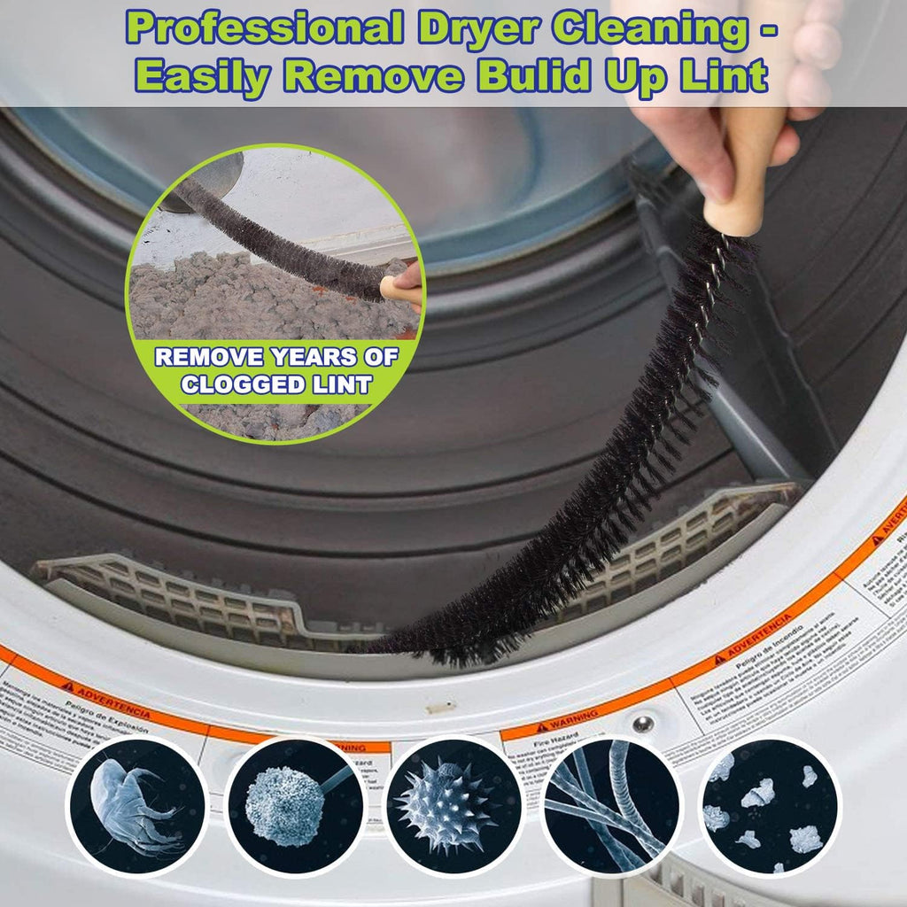 Skiennix Dryer Vent Cleaner Kit - 2-Piece Lint Brush & Vacuum Hose Attachment - Grey & Pink
