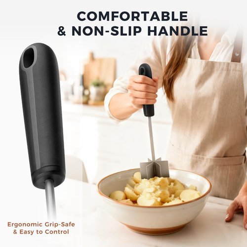 Coinicxcel 10-Inch Stainless Steel Meat Chopper & Masher - Heat Resistant, Ergonomic Handle, 6 Curved Blades
