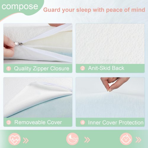 ANGELBLISS Pack and Play Mattress, 38 x 26 Pack N Play Mattress for Baby and Toddlers, Gel Memory Foam Mattress with Removable Cover, Dual Side Premium Playpen Mattress, BM-01