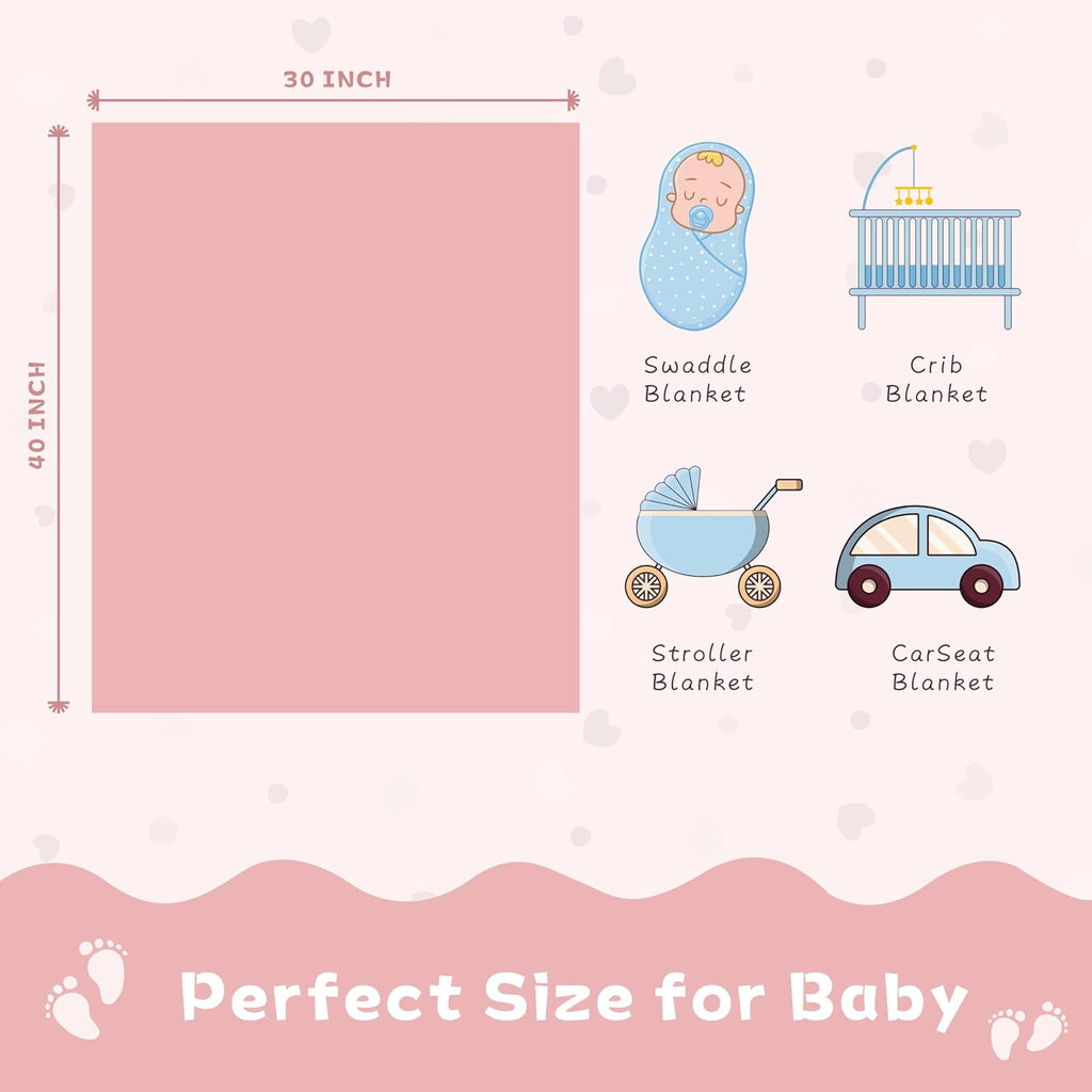 Yurhap Fleece Baby Blanket - Ultra Soft Heart Checkered Design for Girls & Boys | 30”×40” Dark Pink