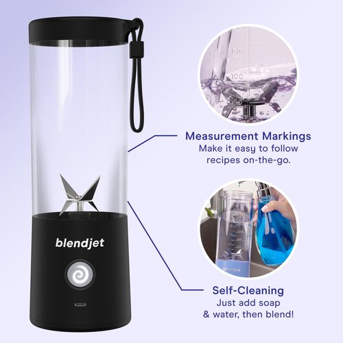 BlendJet 2 Portable Blender for Smoothies & Shakes - BlendJet Cordless Personal & Small Blender, USB-C Rechargeable & Self Cleaning - (White Marble, 16 oz.)