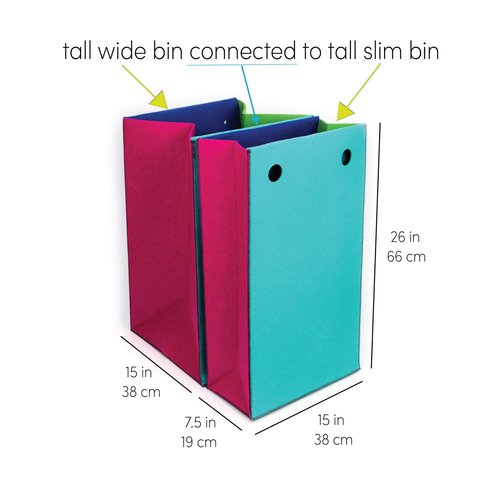 Three by Three Seattle Felt-Like-It™ Tall-Wide Connectable Bins: Stylish and Versatile Storage Solutions for Laundry and More 26” tall x 15” wide x 15” deep
