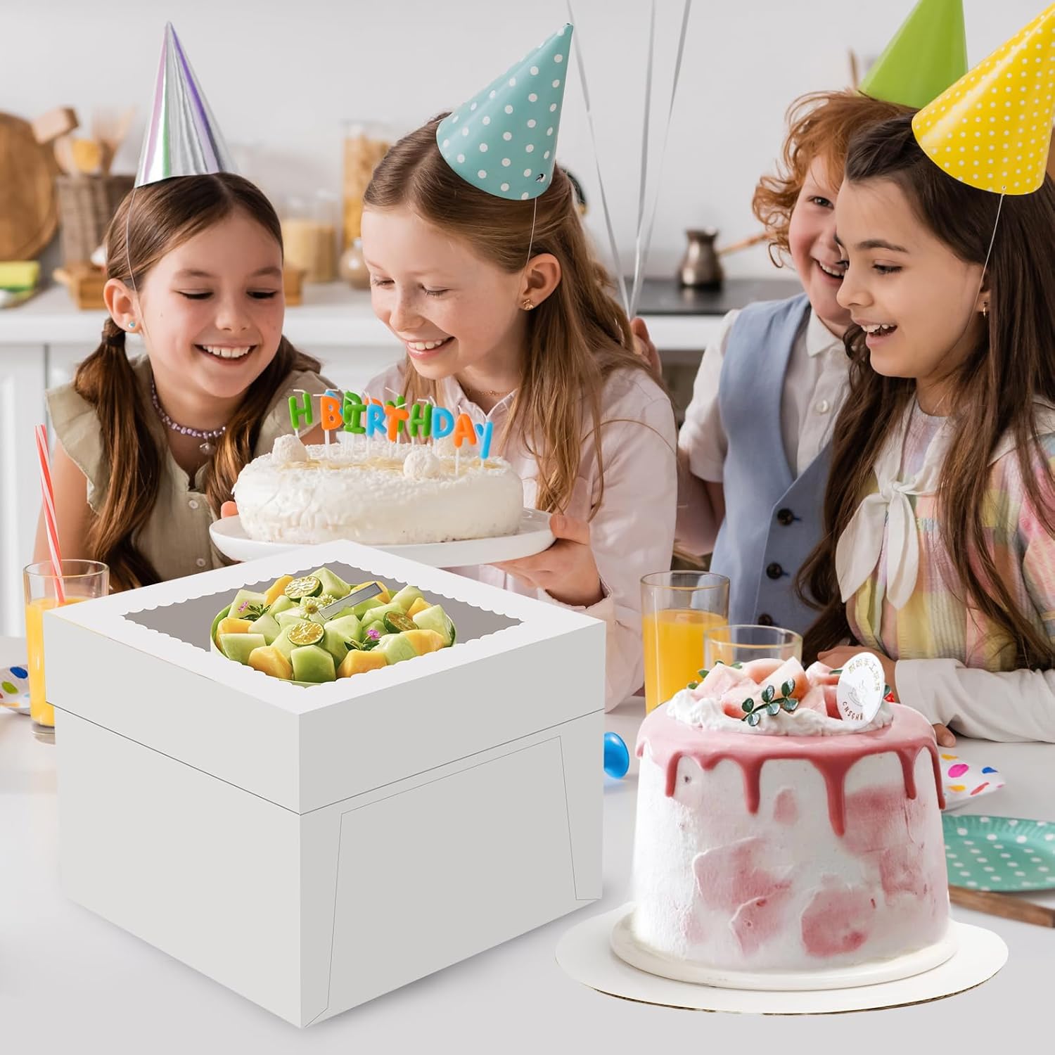 Regine Switzerland 2 Pack Cake Boxes - 12x12x8 Inches with Large Window | Disposable Bakery Containers for Cakes, Cookies, Pies