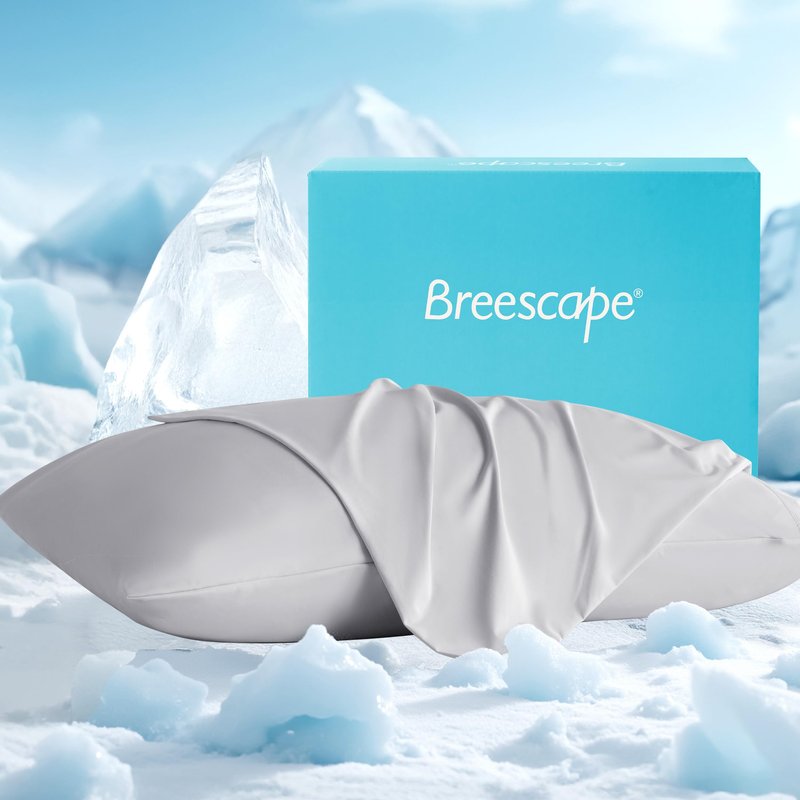 Breescape Cooling Pillow Cases Standard/Queen Size - BlendTek™ Dry & Cool Technology for Hot Sleepers and Night Sweats, Soft & Smooth Pillowcases for Hair & Skin Care, Set of 2, 20" x 30", Misty Gray