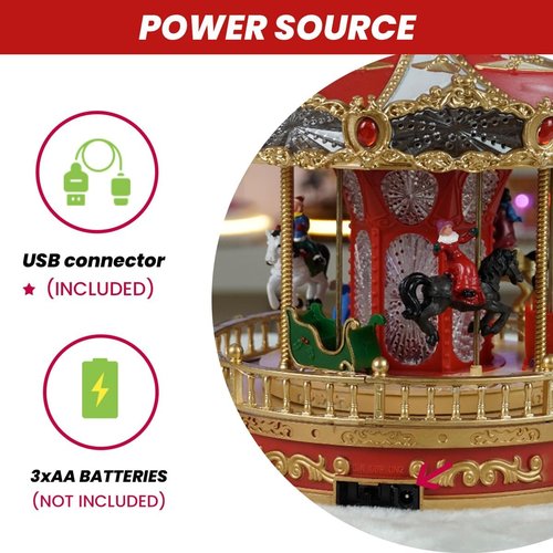 Animated Christmas Carousel by [Brand Name] - Musical LED Lights | Festive Home Tabletop Decoration