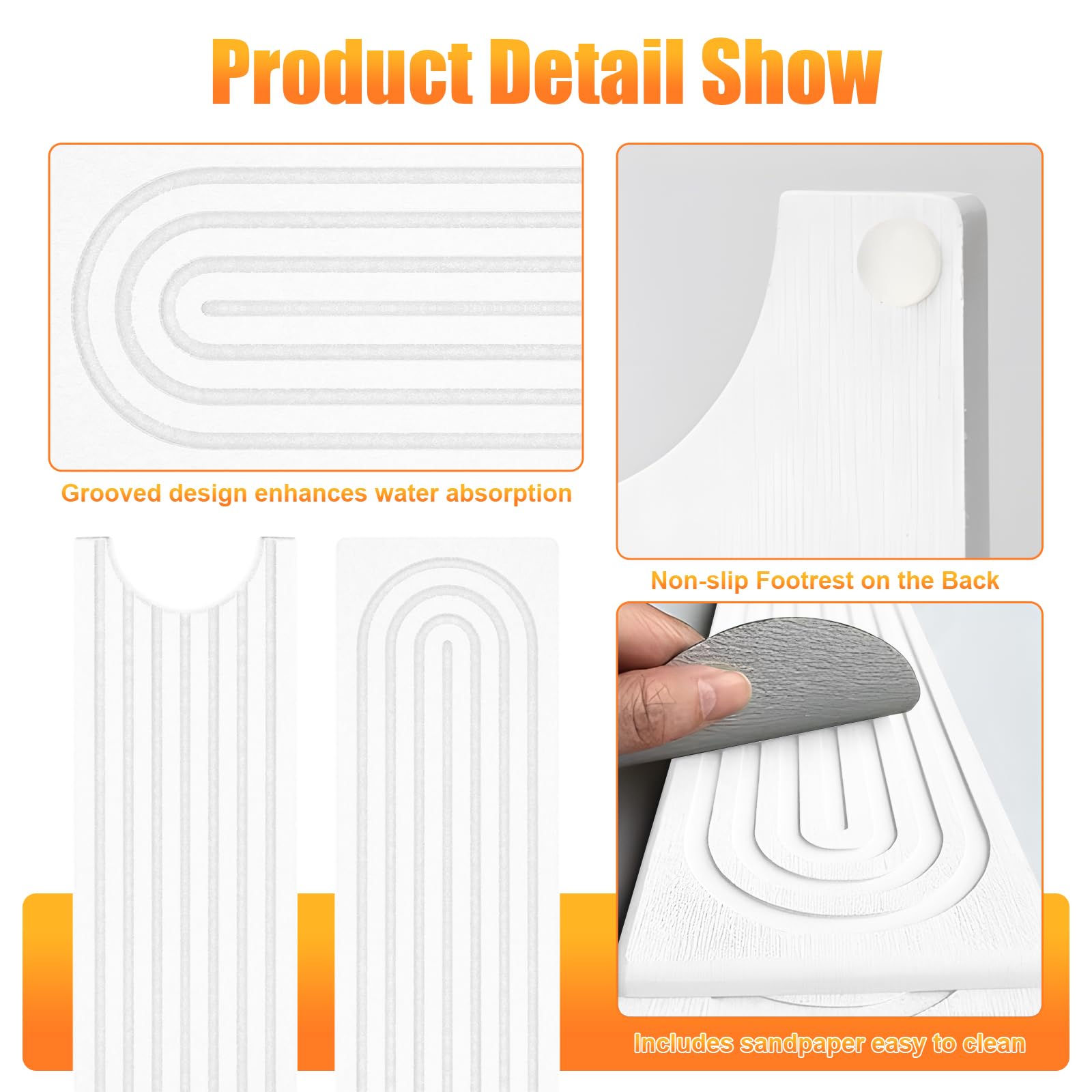 Kitchen Sink Faucet Mat, Super Absorbent Diatomaceous Earth kitchen Sink Mat Prevents Water Pooling in Sinks, Sink Splash Guard for Kitchen Bathroom Keeps Counrtops Dry (White)