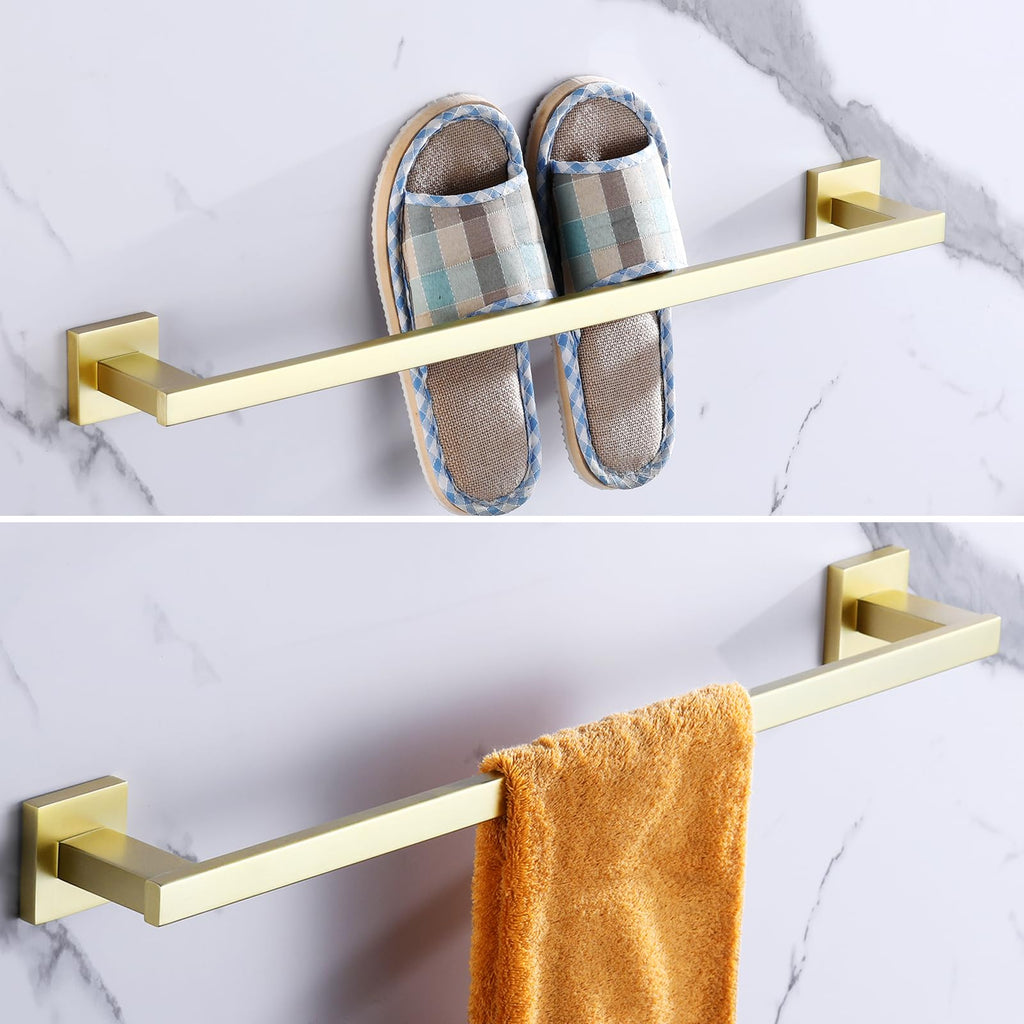 LANC 24-Inche Gold Towel Bars for Bathroom Wall Mounted Brushed Gold Bath Towel Racks Stainless Steel Towel Rod for Bathroom Kitchen Towel Holder Towel Hanger Towel Rail, 2 Pack A9010BG-L6P2