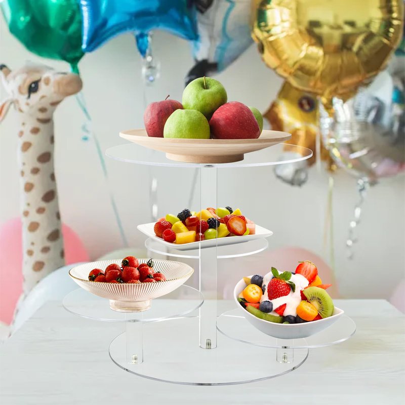 CECOLIC Acrylic Tiered Cake and Cupcake Stand, 4 Tier Dessert Pastry Display Tower Stand for Wedding, Birthday Bar, Graduation, Baby Shower, Afternoon Tea Party Décor
