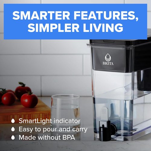 Brita UltraMax Water Dispenser - 27 Cup Capacity with 1 BritaPlus Filter - Sleek White Design