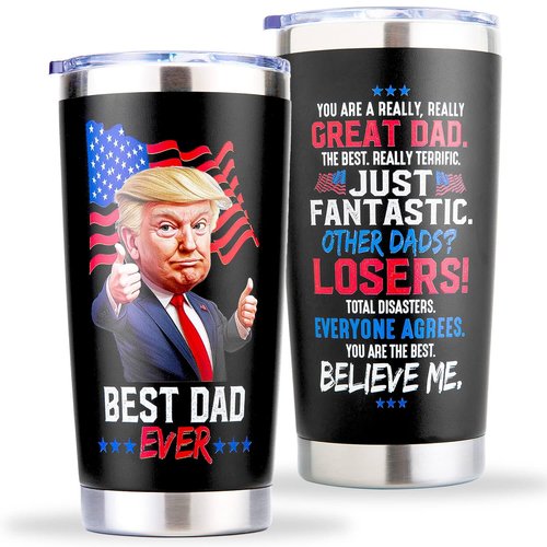 Polmmys Gifts for Dad from Daughter, Son, Kids - Cool Birthday, Fathers Day, Christmas Gifts for Dad - Best Dad Ever Gift - Funny Dads Cup Tumbler Mug for Men, 20 oz Insulated Stainless Steel