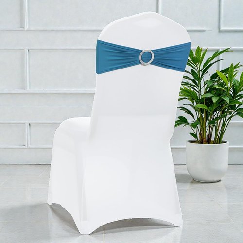 MDS Spandex Chair Sashes - 250 Pack of Dark Teal Elastic Stretch Bands with Slider Bow for Weddings