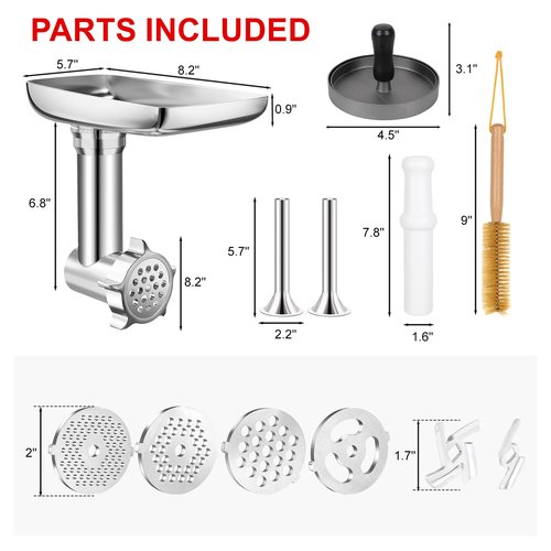 Metal Food Grinder Attachments for KitchenAid Stand Mixers. Meat Grinders, Sausage Stuffer, Burger Press. Durable Perfect Attachments for Kitchen aid Mixer