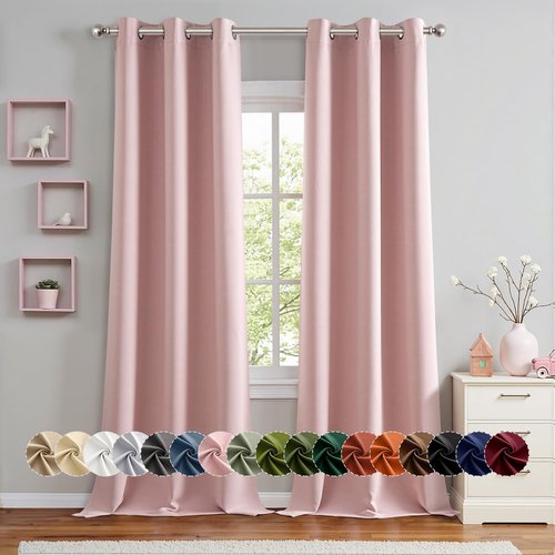 MIULEE Blackout Curtains - Baby Pink Thermal Insulated Drapes | 96-Inch Long, 2 Panels for Nursery & Living Room