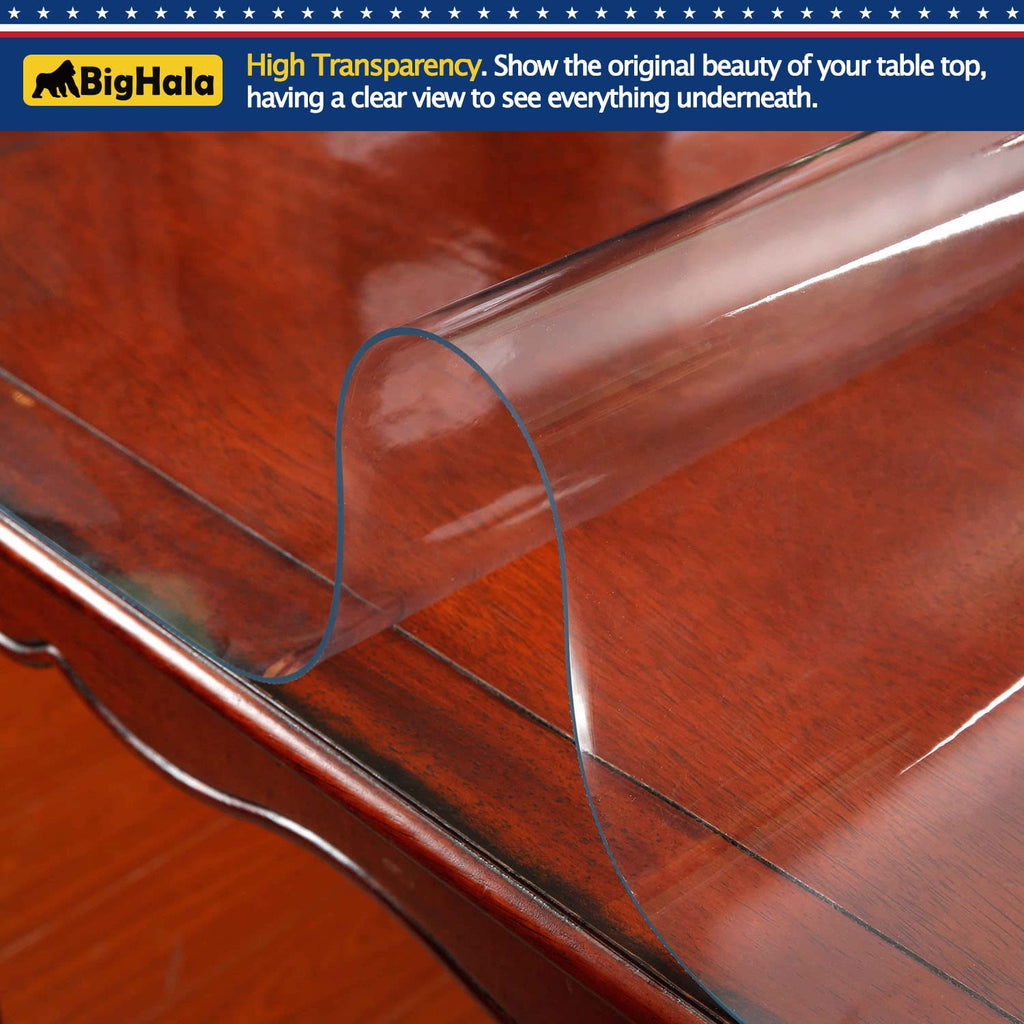 Eco 32 x 72 " Clear Plastic Table Protector Rectangle Thick Wipeable Vinyl Table Cloth Cover Furniture PVC Protective Desktop Liners Waterproof Coffee Dining Tabletop Protection Desk Blotter Mat Pad