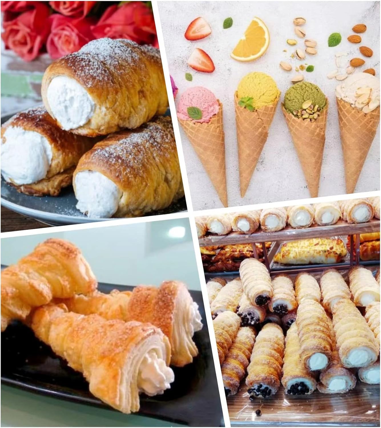 Skiennix 10-Pack Large Cream Horn Forms - Non-Stick Pastry Moulds for Croissants & Desserts | 5-Inch Size