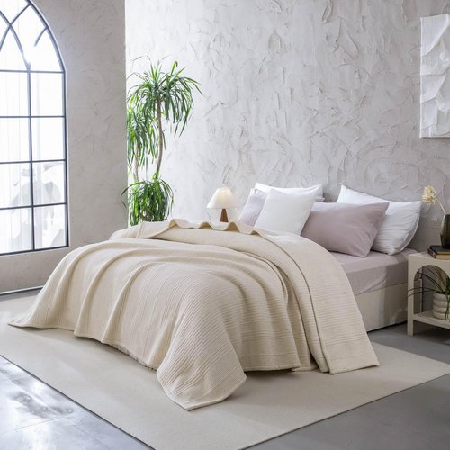 meadow park Super Soft Cotton Heathered Jersey Bed Blanket for Couch Sofa and Bed, Queen Size 92” x 96”, 420gsm, Medium Weight, Year Round use, Taupe.