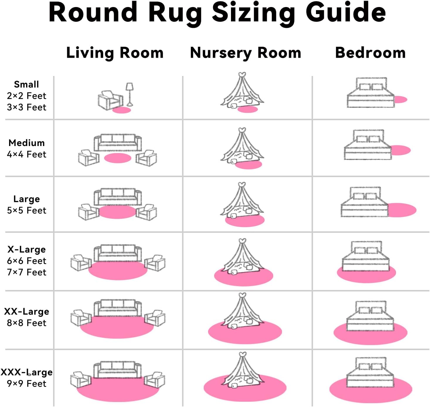 OLANLY Round Hot Pink Area Rug - Soft, Fluffy, Machine Washable 6 ft Circle Carpet for Bedrooms & Nurseries