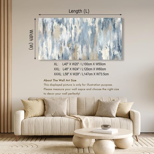 Shoci Large Abstract Wall Art - Gray Blue Beige Canvas Pictures for Living Room Contemporary Painting Prints Decor Modern Graffiti Artwork Wall Art for Bedroom Home Office Decoration 20" X 40"
