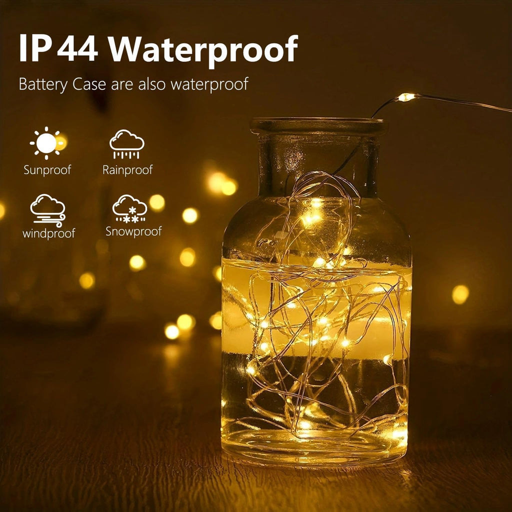 Skiennix 2-Pack Battery Operated Fairy Lights - 66FT Waterproof 200 LED String Lights | 8 Modes with Timer for Indoor/Outdoor Decor (Warm White)